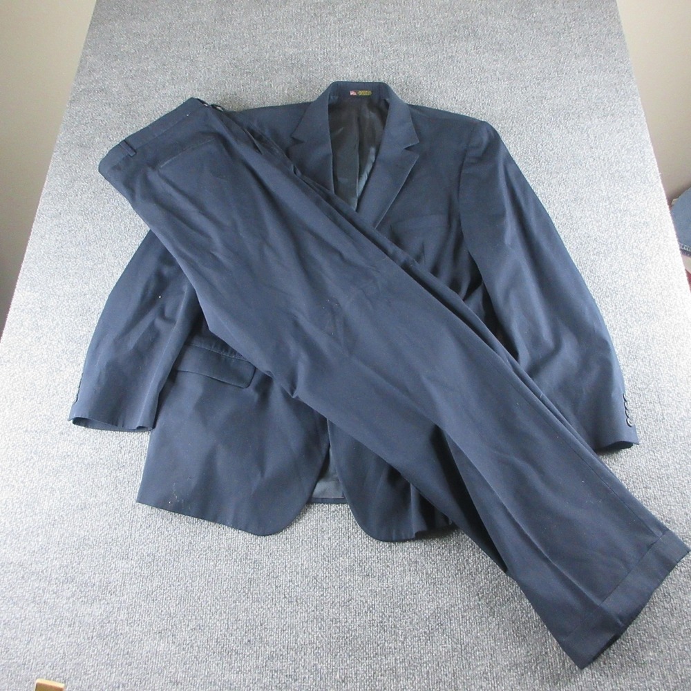 Perlis Suit Mens 48XL Blue Blazer Sport Coat 42x34 Pants 2‎ Button Career